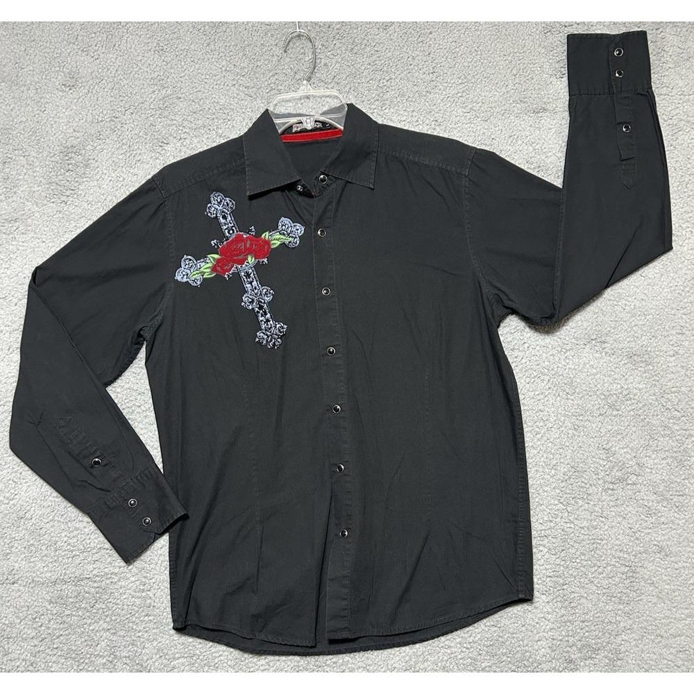 Decree Y2K‎ Mens Size L Gothic Grunge Black Moto Affliction Style Tattoo